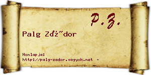 Palg Zádor névjegykártya